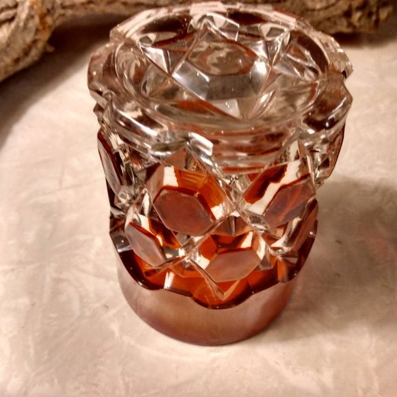 Vintage US Glass Ruby Flash Stained Red Block Pattern Pressed Glass Tumbler - Picture 3 of 6